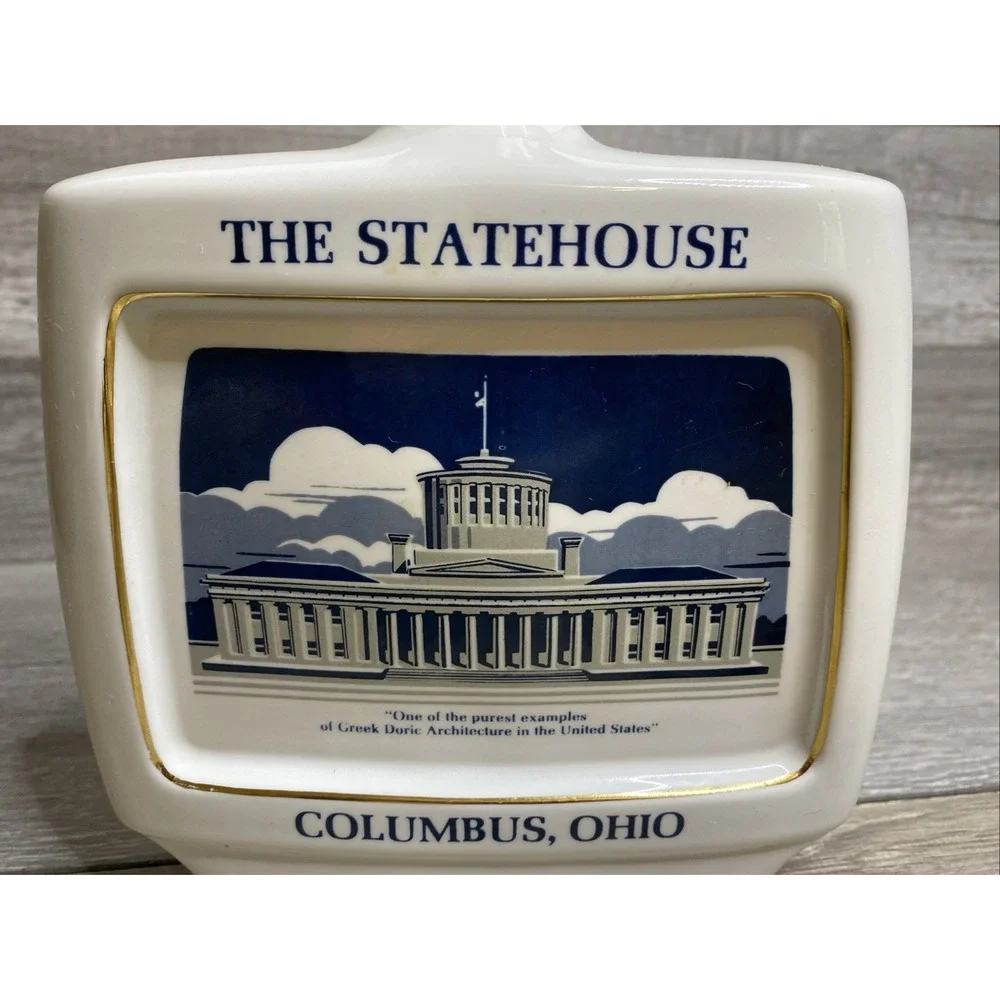 Vintage Bourbon Decanter The Statehouse Columbus Ohio 1973 Empty Missing Top